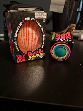 Nee Doh Swirlie Eggs Kids Squishy Toy - Orange & White